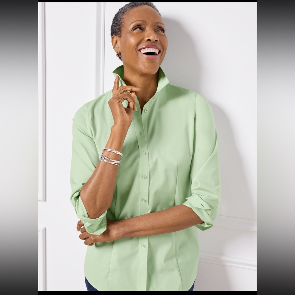 Talbots Light Green Button-Up Shirt